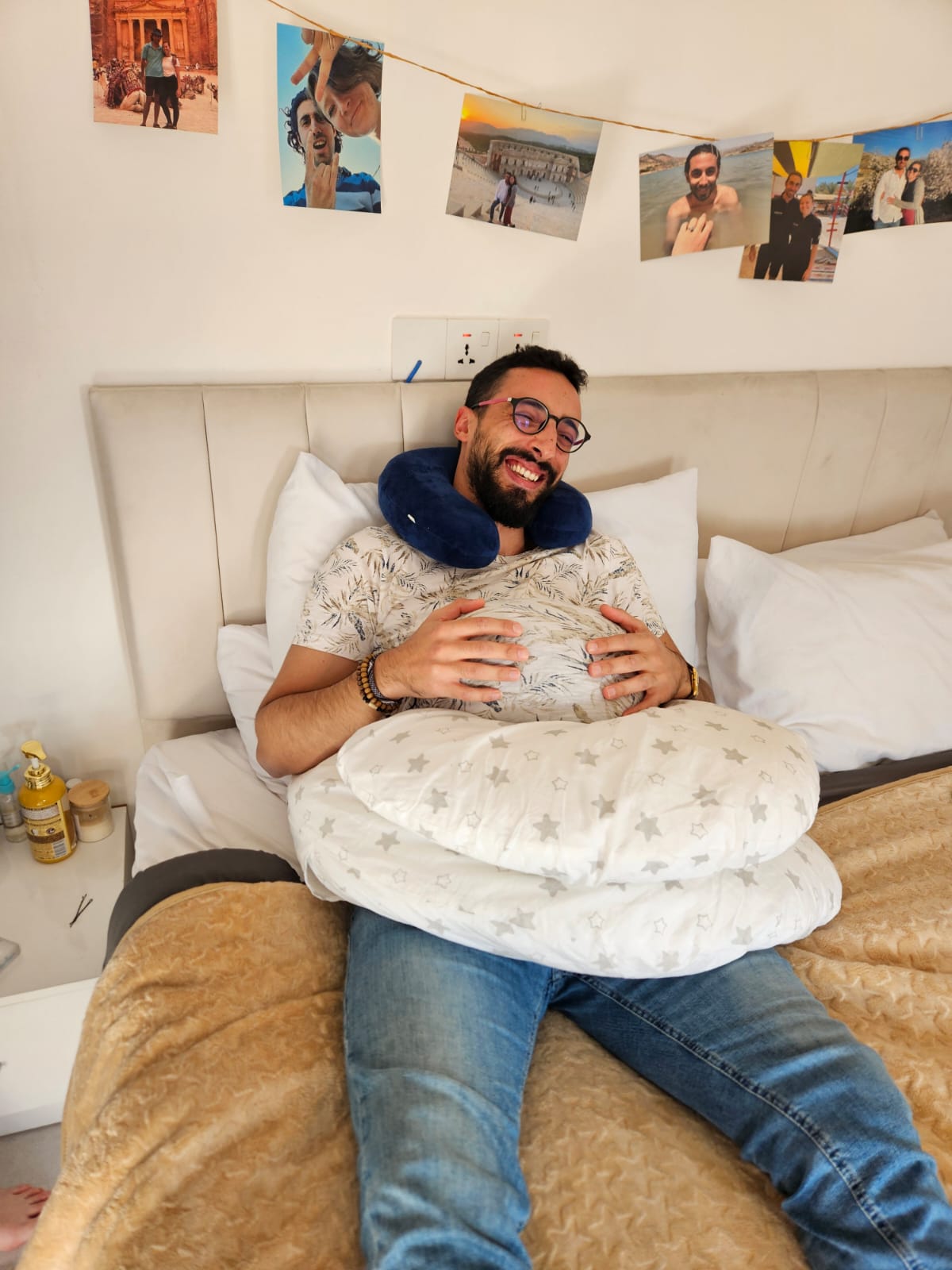 Pregnancy pillow moment